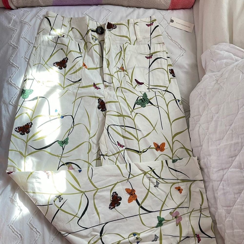anthropologie the colette butterfly cropped wide-leg pants by maeve